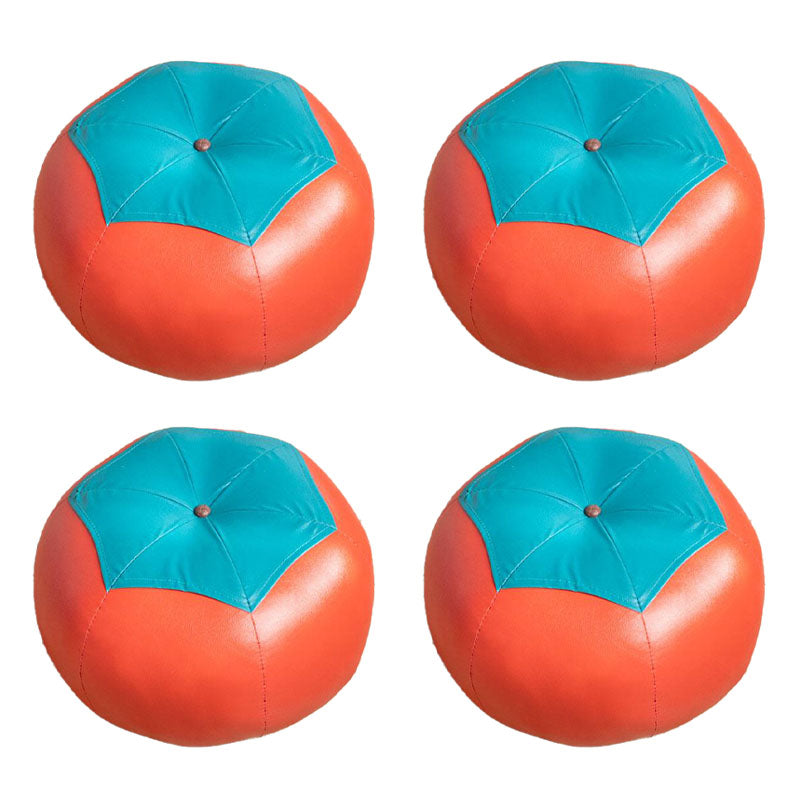 Modern Pouf Ottoman PU Leather Upholstered Geometric Print Spherical Ottoman
