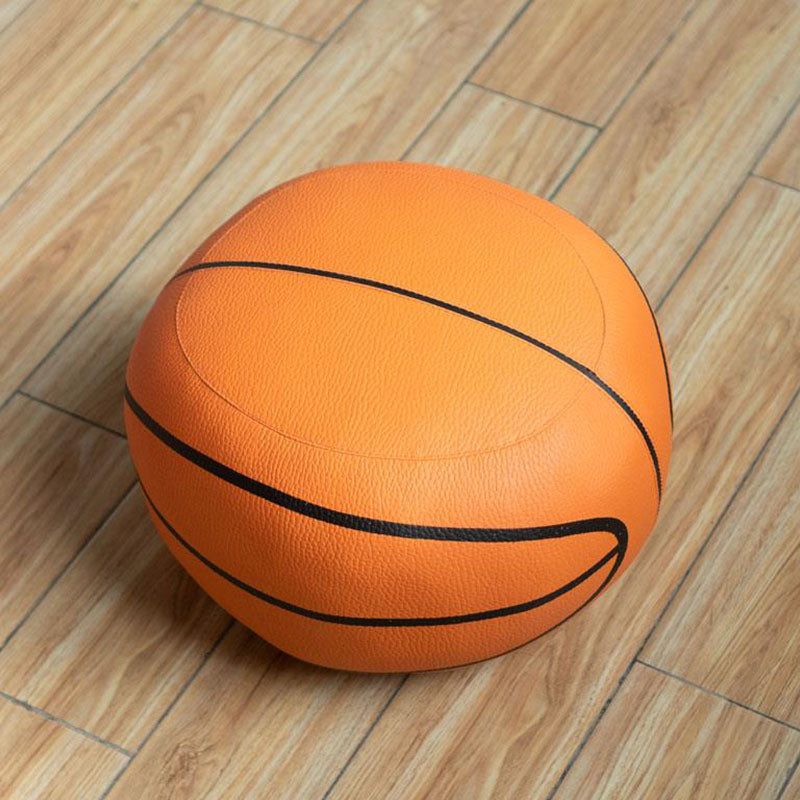 Modern Pouf Ottoman PU Leather Upholstered Geometric Print Spherical Ottoman