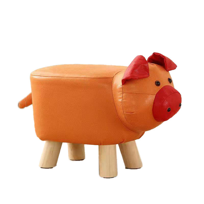 Contemporary Pouf Ottoman Cotton Upholstered Animal Shape Ottoman with Chair Legs