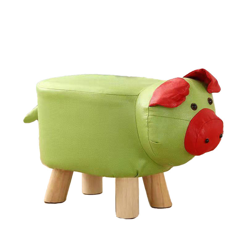 Contemporary Pouf Ottoman Cotton Upholstered Animal Shape Ottoman with Chair Legs