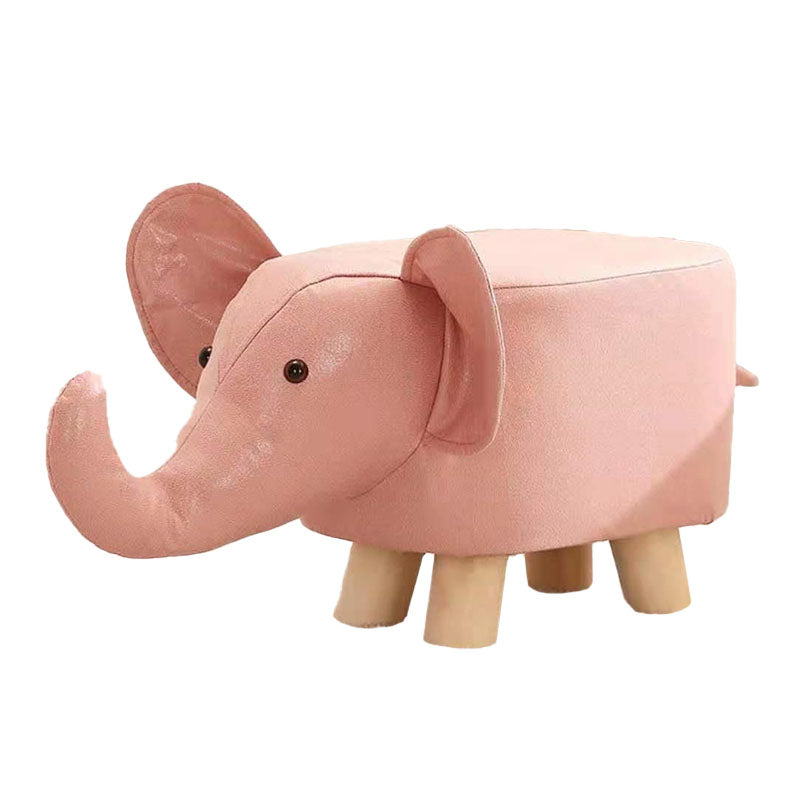 Contemporary Pouf Ottoman Cotton Upholstered Animal Shape Ottoman with Chair Legs