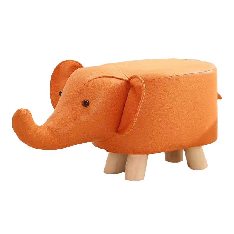 Contemporary Pouf Ottoman Cotton Upholstered Animal Shape Ottoman with Chair Legs