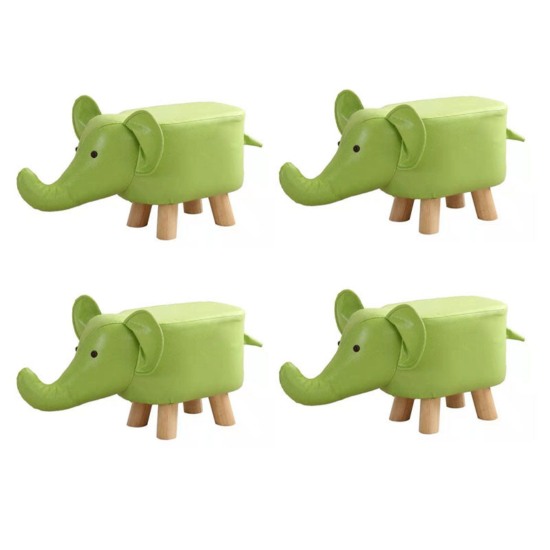 Contemporary Pouf Ottoman Cotton Upholstered Animal Shape Ottoman with Chair Legs