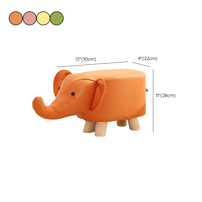 Contemporary Pouf Ottoman Cotton Upholstered Animal Shape Ottoman with Chair Legs