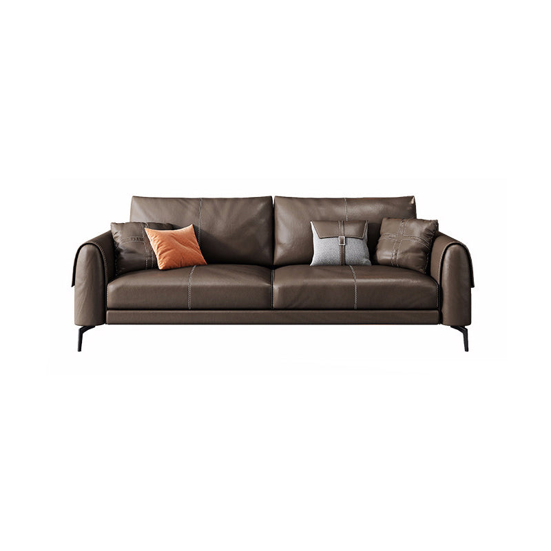 Vintage Sofa Dark Brown Pillows Rolled Arm Living Room Settee