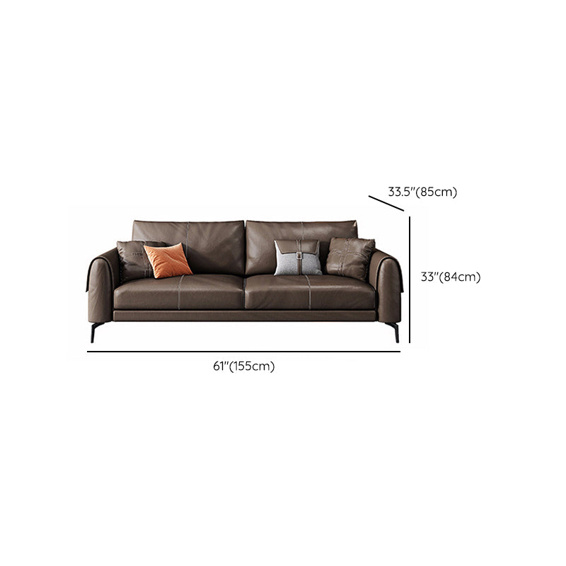 Vintage Sofa Dark Brown Pillows Rolled Arm Living Room Settee