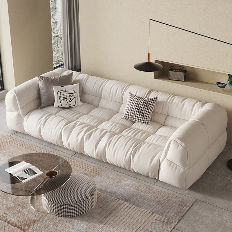 Contemporary White Cushions Tuxedo Arm Living Room Standard Settee