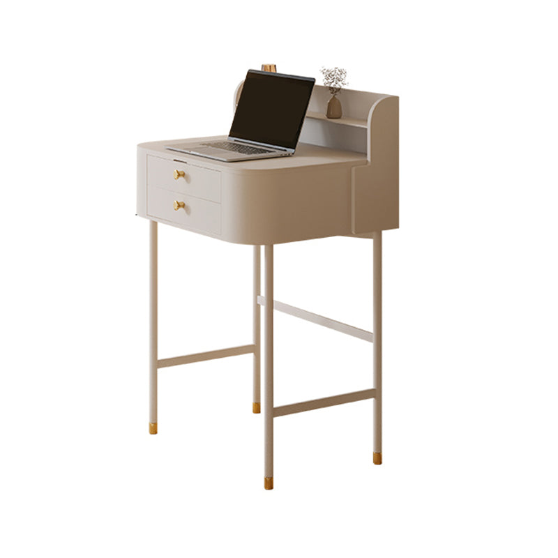 2 Drawers Solid Wood Make-up Vanity in White Glam Style with Mirror