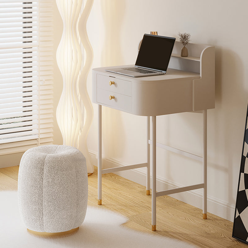 2 Drawers Solid Wood Make-up Vanity in White Glam Style with Mirror