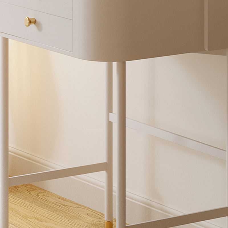 2 Drawers Solid Wood Make-up Vanity in White Glam Style with Mirror