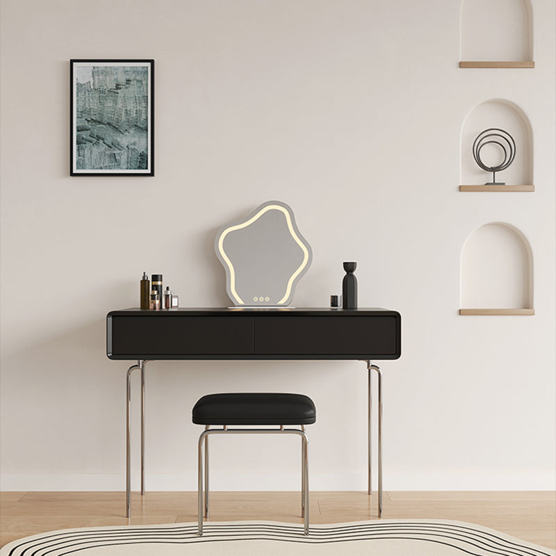 Wood Standing Makeup Vanity Set Lighted Mirror Makeup Vanity