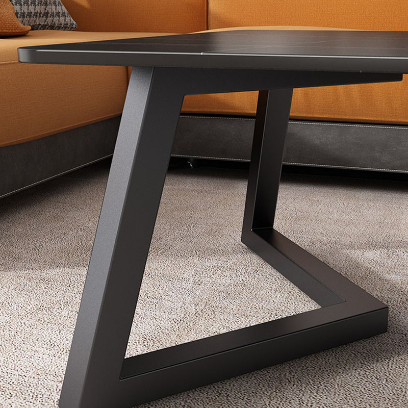 Contemporary 17.7" H Coffee Table Rectangular Stone 1 Single Cocktail Table