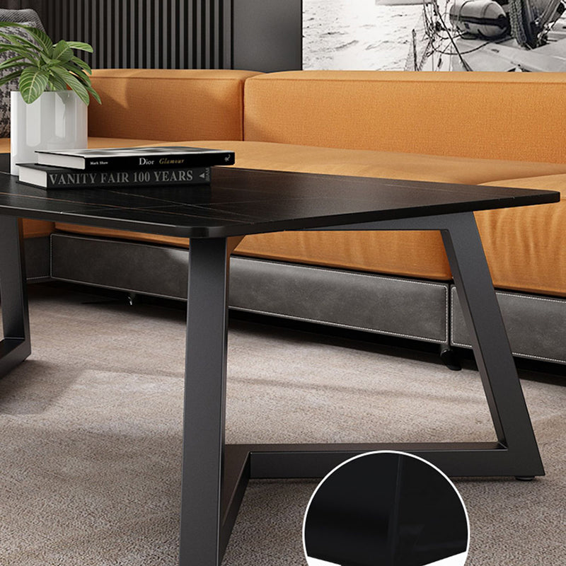 Contemporary 17.7" H Coffee Table Rectangular Stone 1 Single Cocktail Table