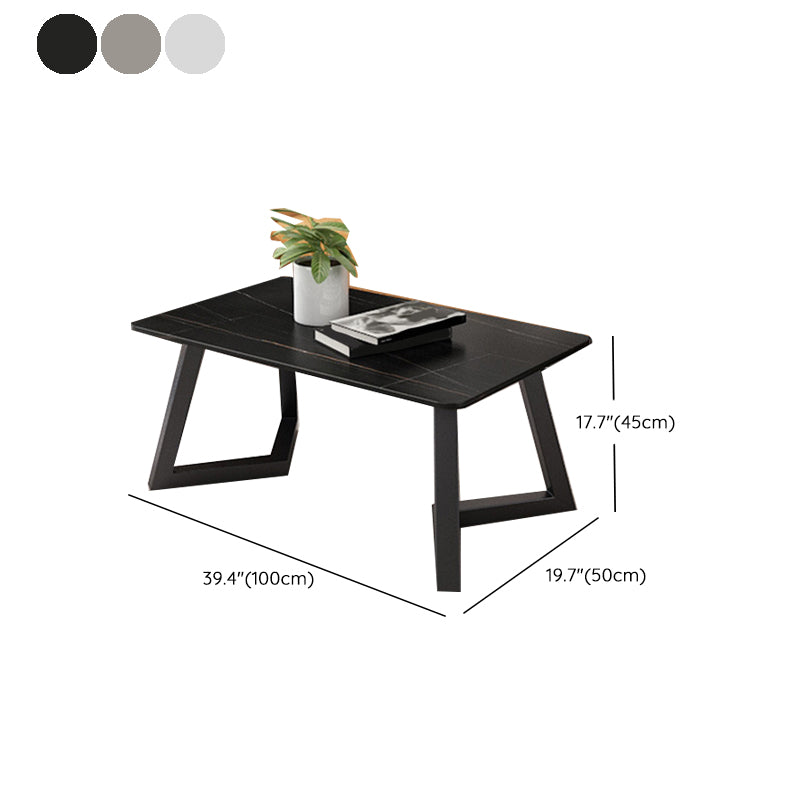 Contemporary 17.7" H Coffee Table Rectangular Stone 1 Single Cocktail Table