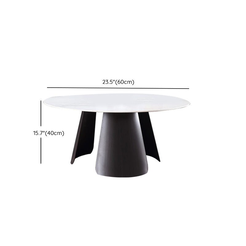 2-Piece Slate Round Coffee Table Set Modern White Simple Cocktail Table