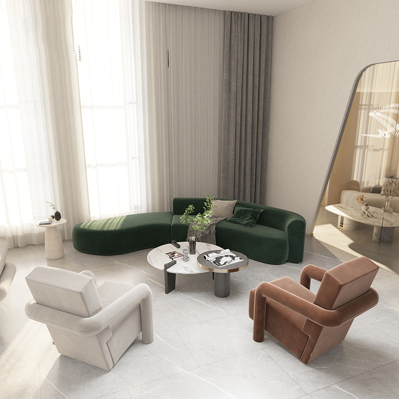 Velvet Sectional Sofa Contemporary Coffee Sofa for Living Room