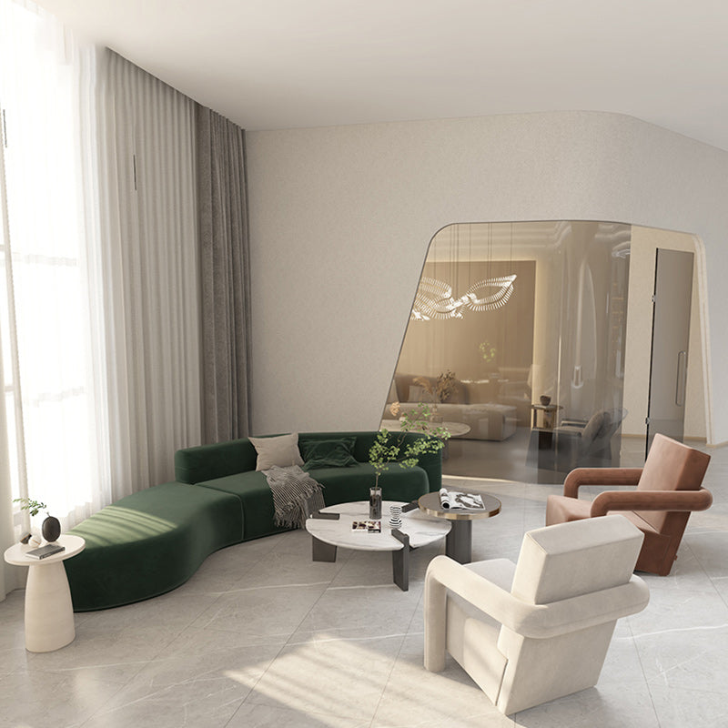 Velvet Sectional Sofa Contemporary Coffee Sofa for Living Room