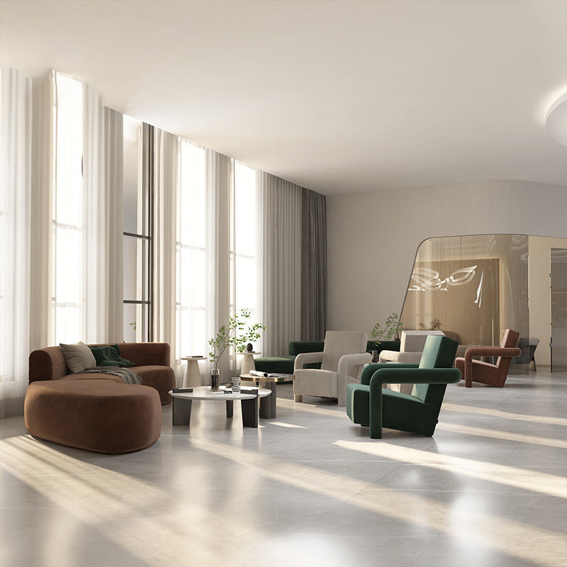 Velvet Sectional Sofa Contemporary Coffee Sofa for Living Room