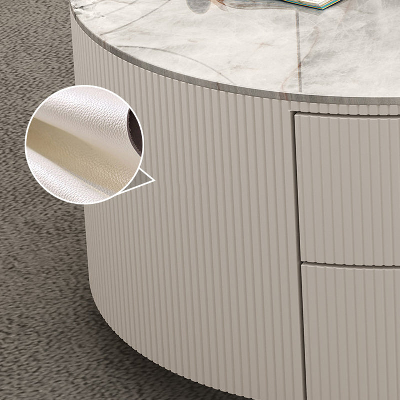 Frame Round Glam Coffee Table Slate Nesting Coffee Table Set
