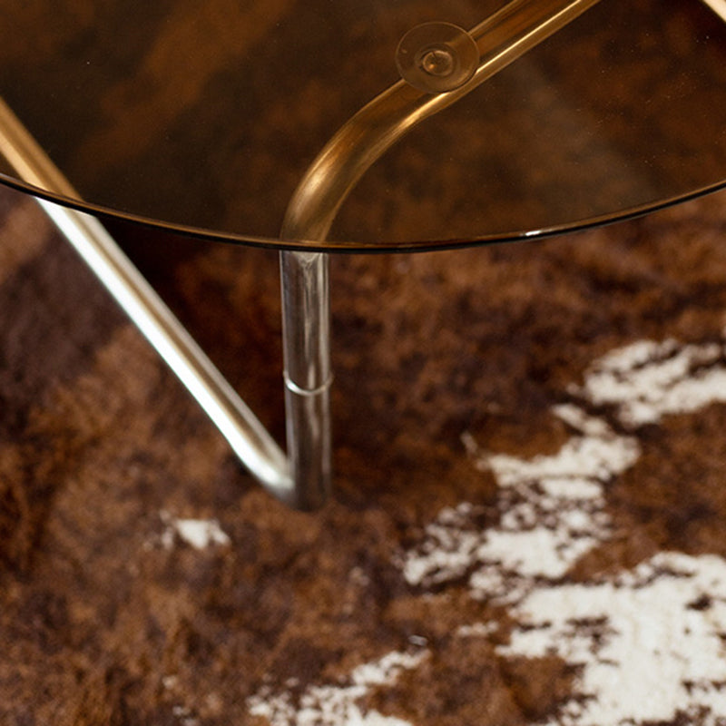 Modern Glass Coffee Table Round  Sled Coffee Table for Living Room