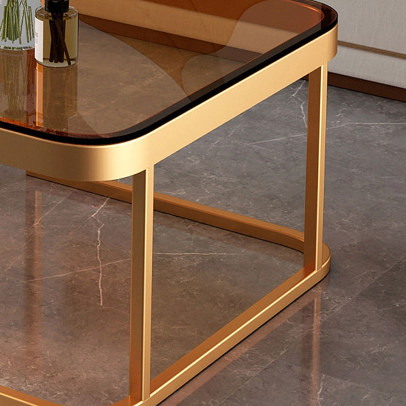 Modern Metal Frame Cocktail Table Square Glass / Slate Coffee Table with Drawer
