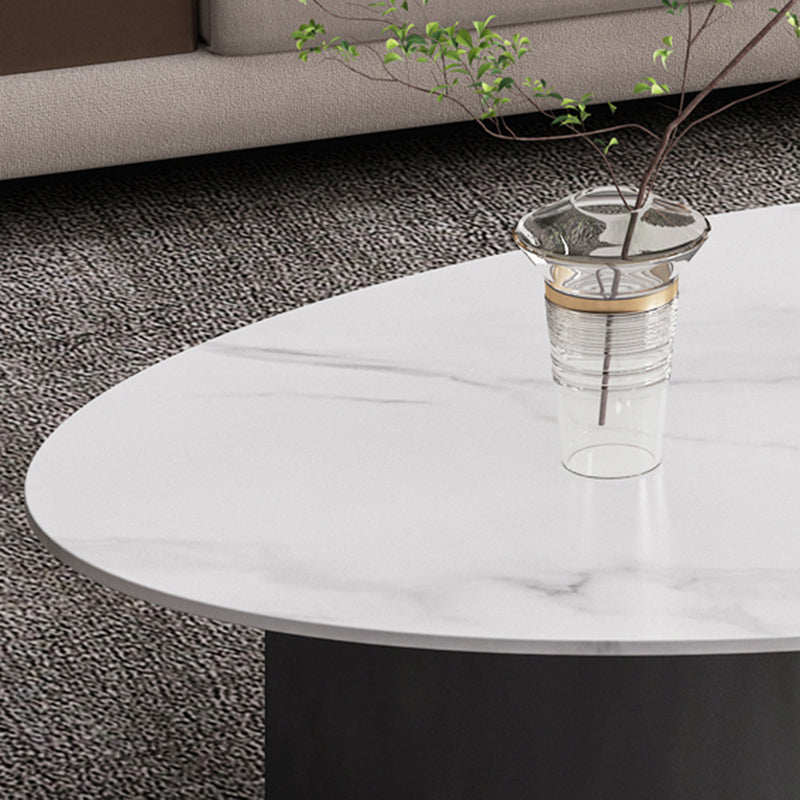 15"H Glam Coffee Table Slate Oval Single Coffee Cocktail Table
