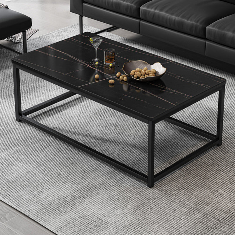 Modern Simple 1 Single Cocktail Table Rectangular Frame Coffee Table with Storage Shelf