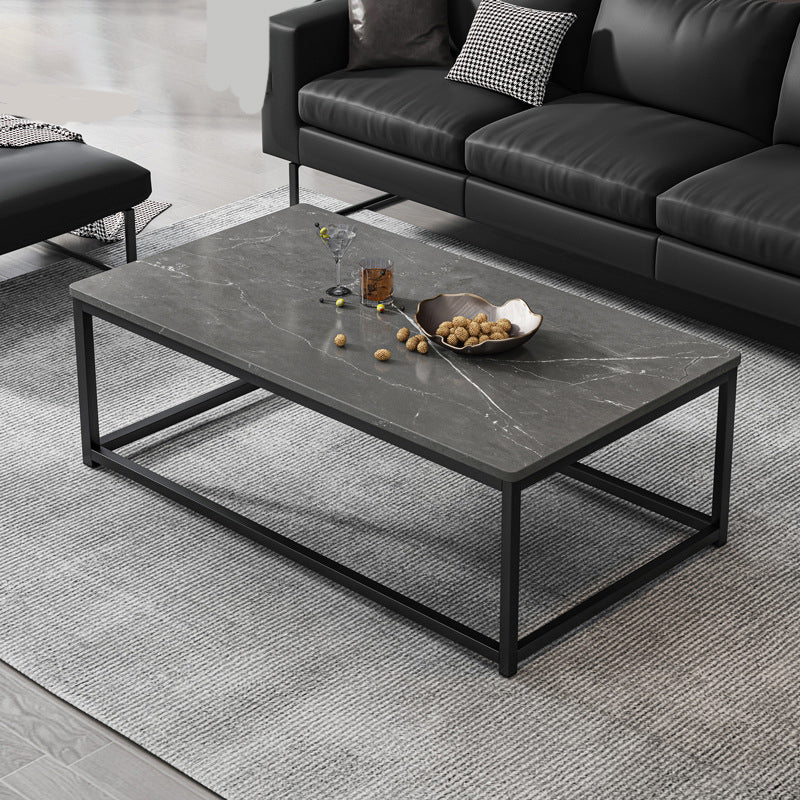 Modern Simple 1 Single Cocktail Table Rectangular Frame Coffee Table with Storage Shelf