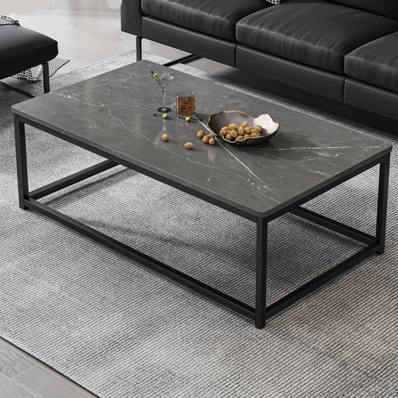 Modern Simple 1 Single Cocktail Table Rectangular Frame Coffee Table with Storage Shelf