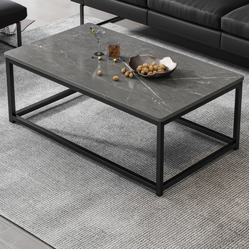 Modern Simple 1 Single Cocktail Table Rectangular Frame Coffee Table with Storage Shelf