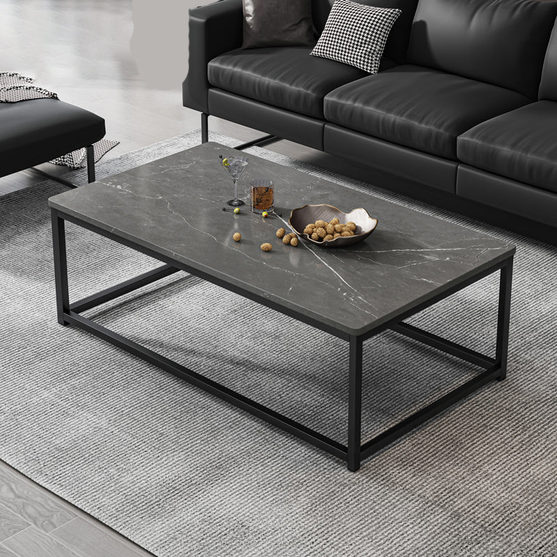 Modern Simple 1 Single Cocktail Table Rectangular Frame Coffee Table with Storage Shelf