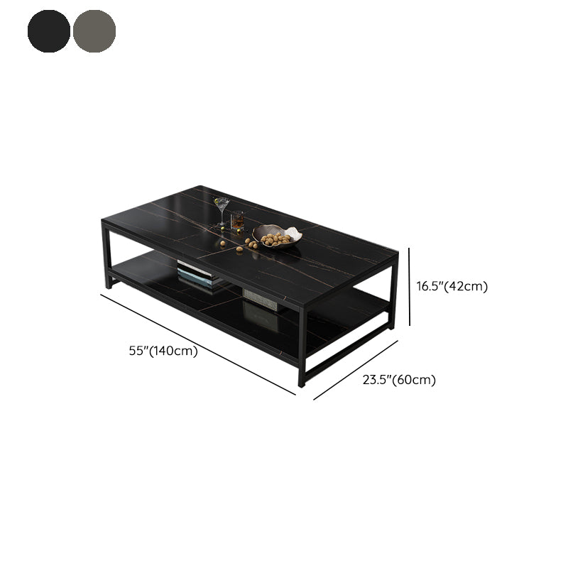 Modern Simple 1 Single Cocktail Table Rectangular Frame Coffee Table with Storage Shelf