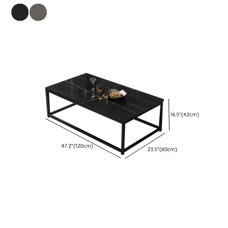 Modern Simple 1 Single Cocktail Table Rectangular Frame Coffee Table with Storage Shelf