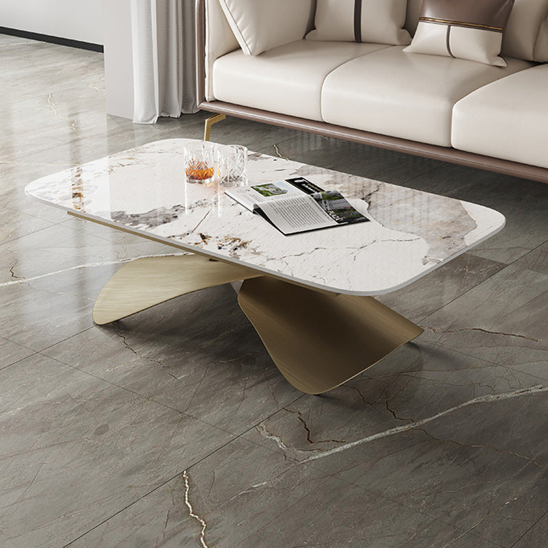 Cross Legs Rectangular Slate Coffee Table with Adjustable Height