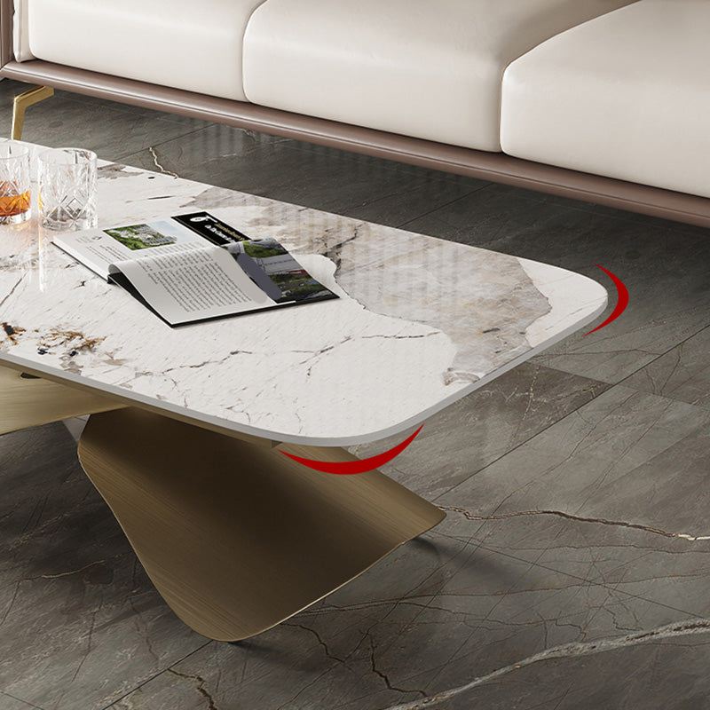 Cross Legs Rectangular Slate Coffee Table with Adjustable Height
