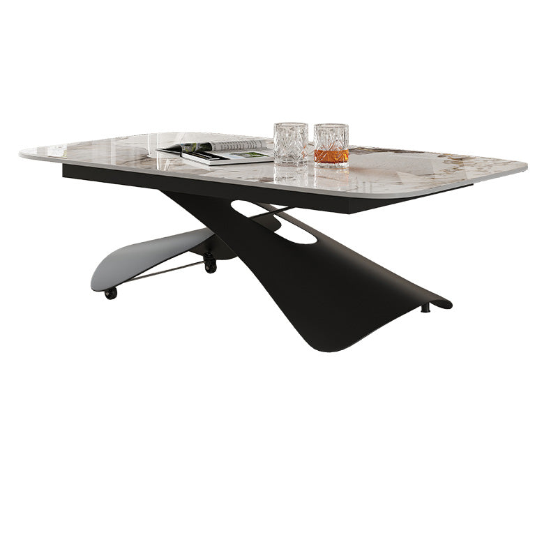 Glam Adjustable Height Coffee Table Slate Cross Legs Cocktail Table