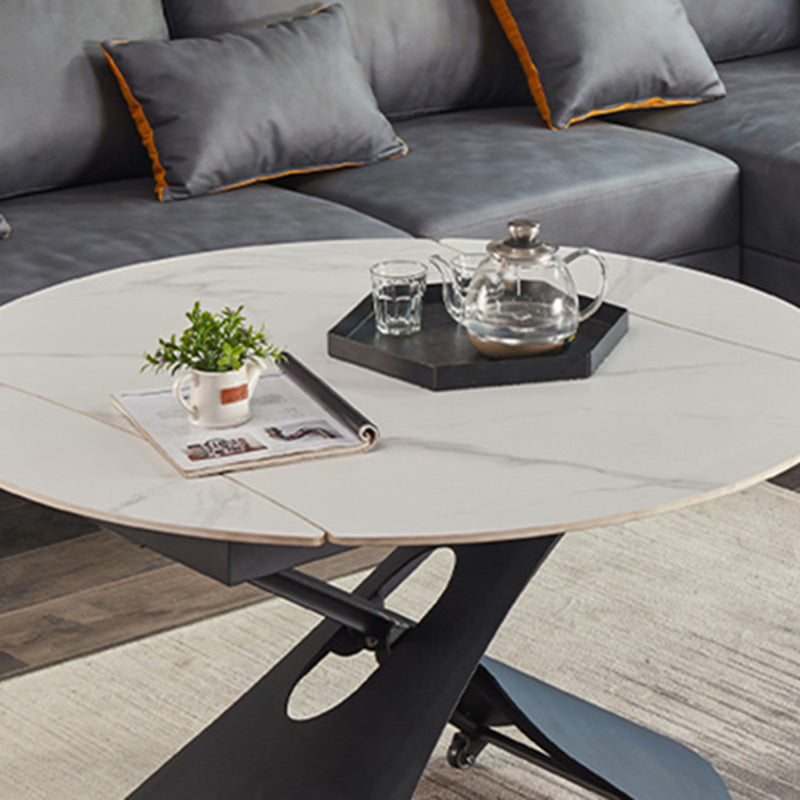 Glam Adjustable Height Coffee Table Slate Cross Legs Cocktail Table