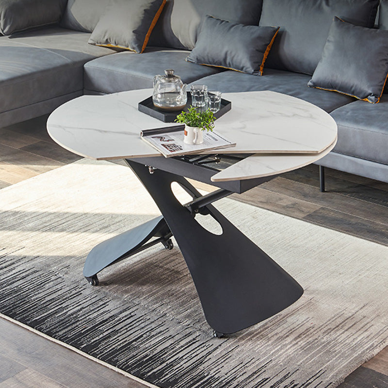 Glam Adjustable Height Coffee Table Slate Cross Legs Cocktail Table