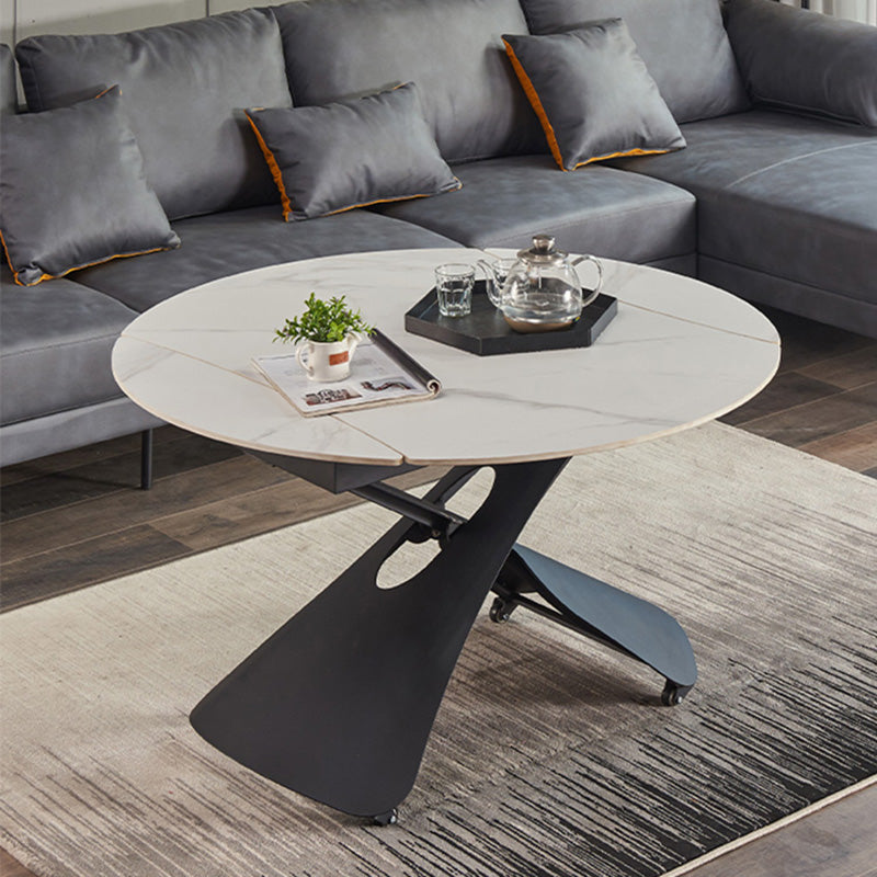 Glam Adjustable Height Coffee Table Slate Cross Legs Cocktail Table