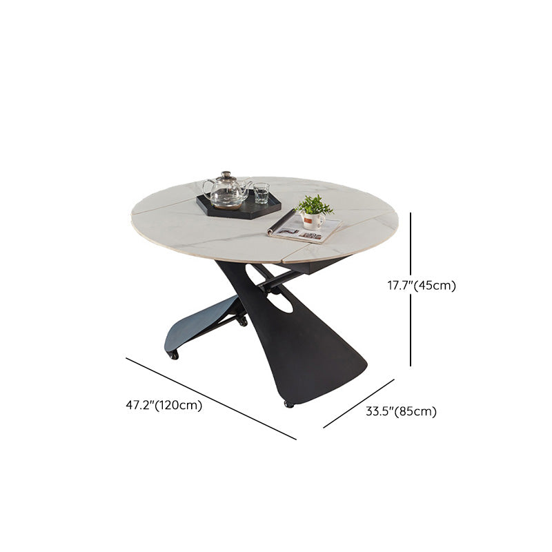 Glam Adjustable Height Coffee Table Slate Cross Legs Cocktail Table