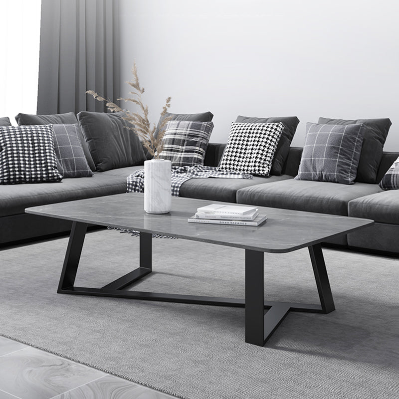 17"H Contemporary Coffee Table Single Slate Coffee Cocktail Table