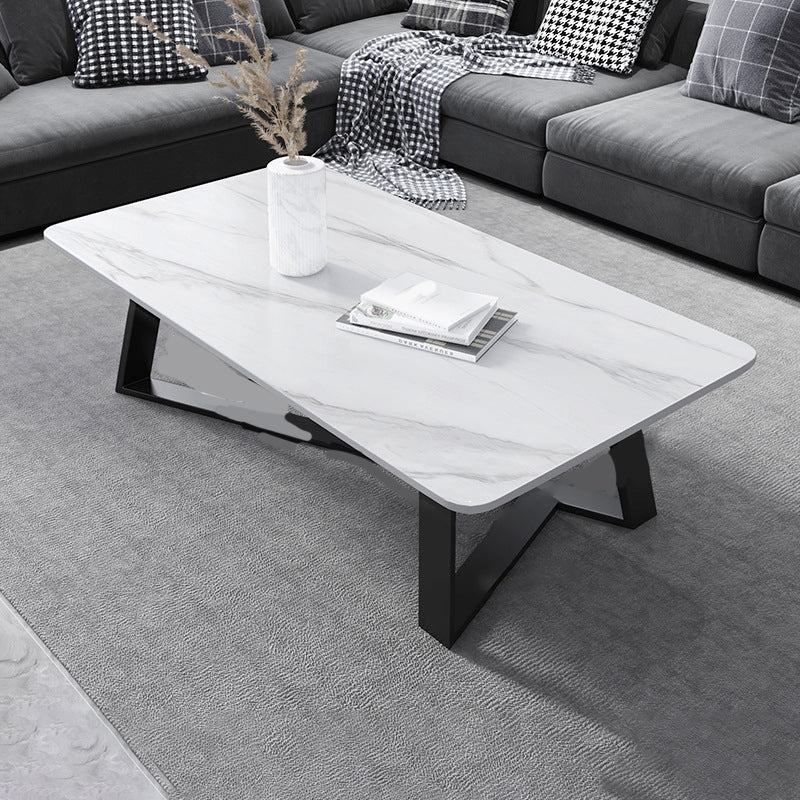 17"H Contemporary Coffee Table Single Slate Coffee Cocktail Table