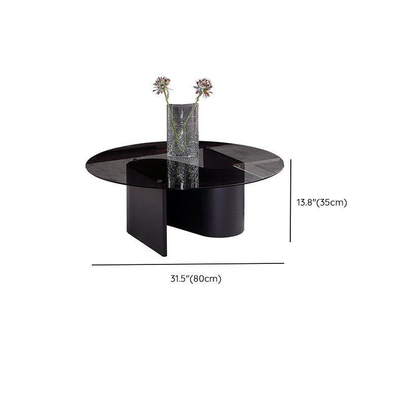 Modern Round Coffee Table Glass Top Pedestal Coffee Table Set