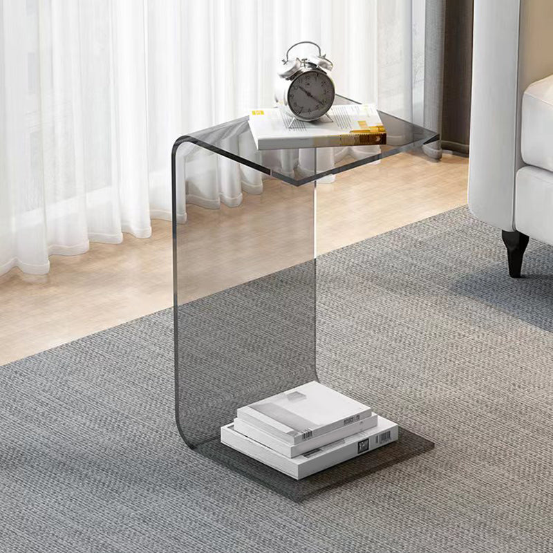 Acrylic Living Room Side Table Square C-shape Side End Snack Table