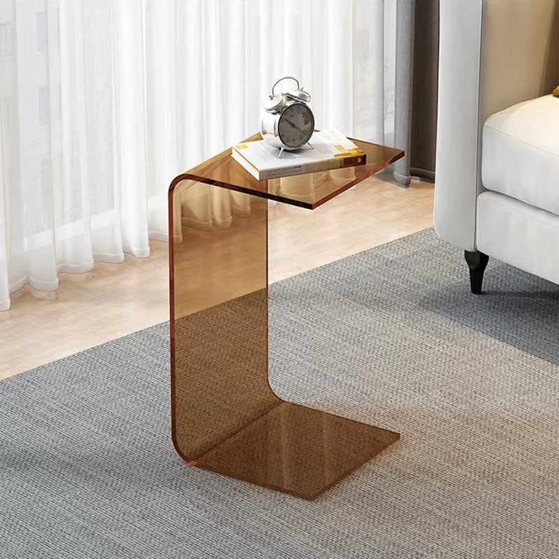 Acrylic Living Room Side Table Square C-shape Side End Snack Table