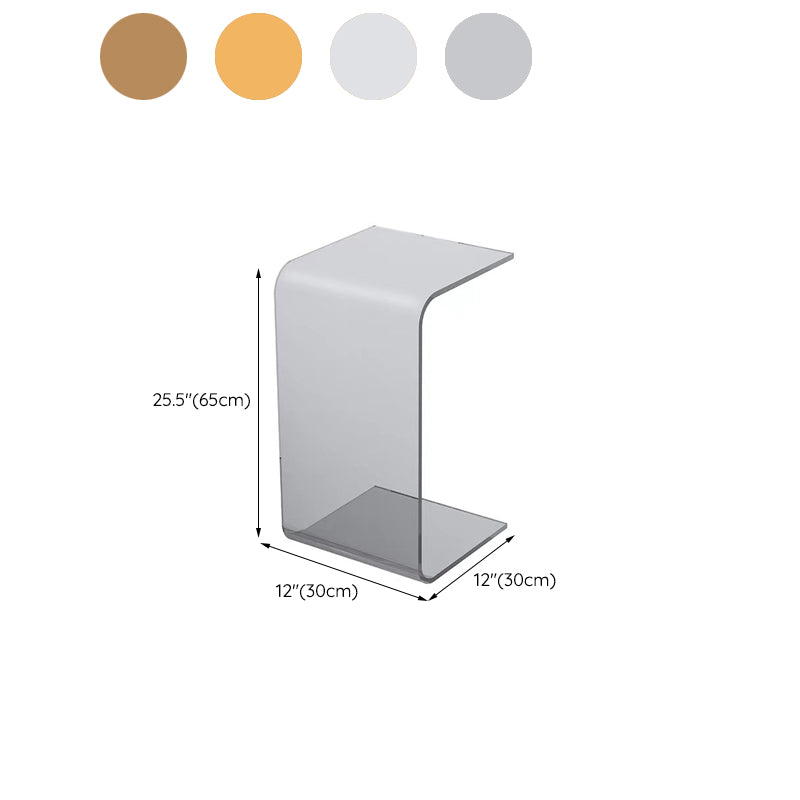 Acrylic Living Room Side Table Square C-shape Side End Snack Table