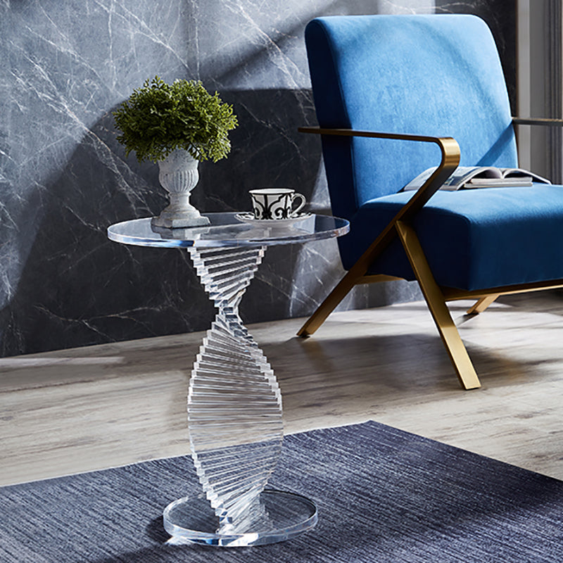 18" Wide Glam Side Table Acrylic Pedestal Clear Accent Side Table