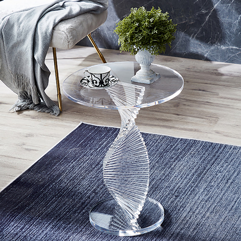 18" Wide Glam Side Table Acrylic Pedestal Clear Accent Side Table