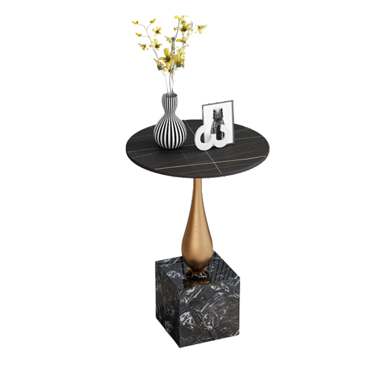 13.77" Wide Pedestal Side Table Modernistic Metal Side End Snack Table