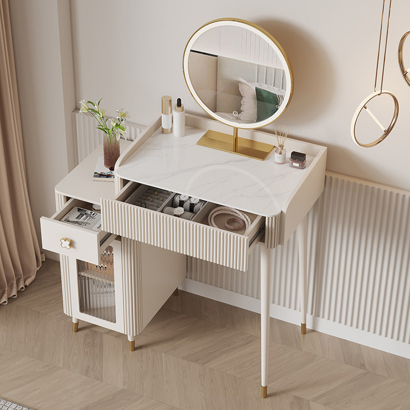 Stool Slate Vanity Table White Vanity Set with Lights Mirror